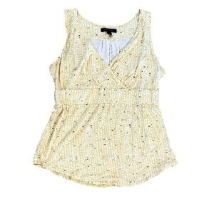 Banana Republic lightweight Mustard Yellow print tank mid elastic top M Medium